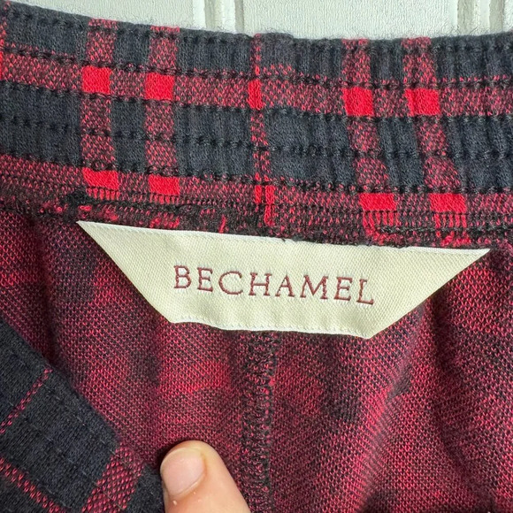 Bechamel Red Black Plaid Elastic Waist Midi Skirt Large P50 - Picture 6 of 6